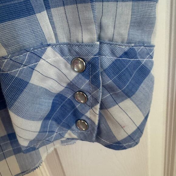 Denver Manufacturing Western Pearl Snap Button Down Plaid Long Sleeve Shirt Sz L - Picture 5 of 7